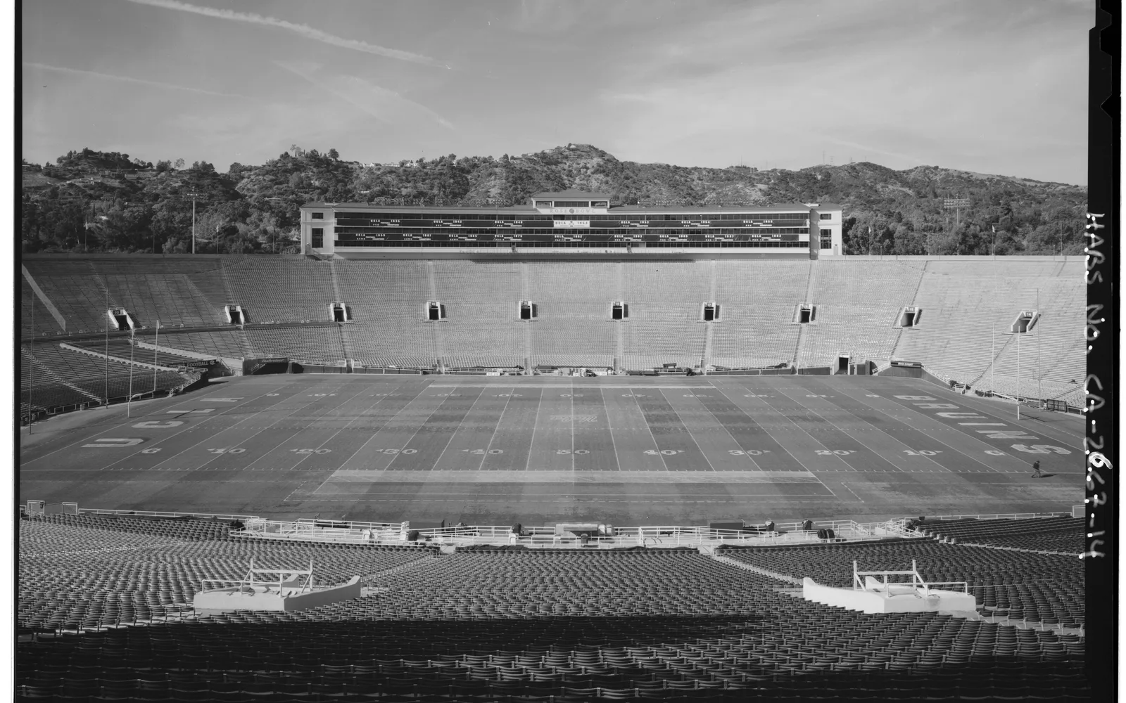 Rose Bowl Stadium grandstand and field viewed from the south